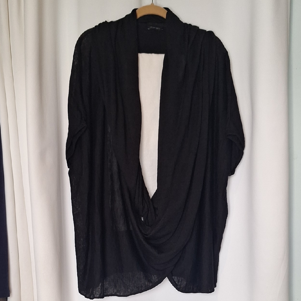 Lafayette 148 New York Black Draped Open-Front Tunic